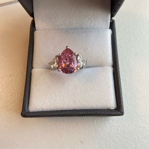 Pretty in Pink sparkling pear ring